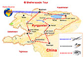 Carte de Bishkek à Kashgar