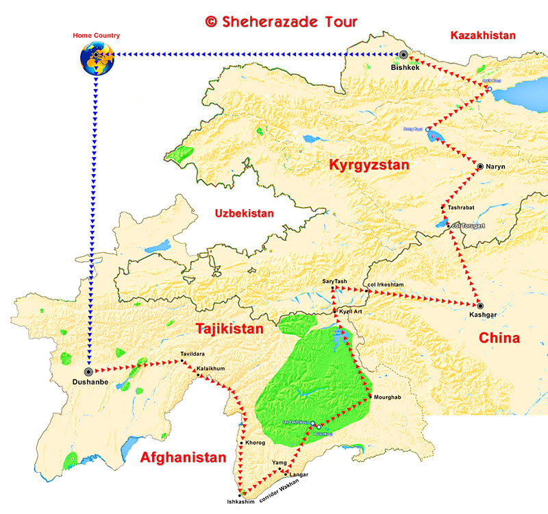 Контурная карта горы памир